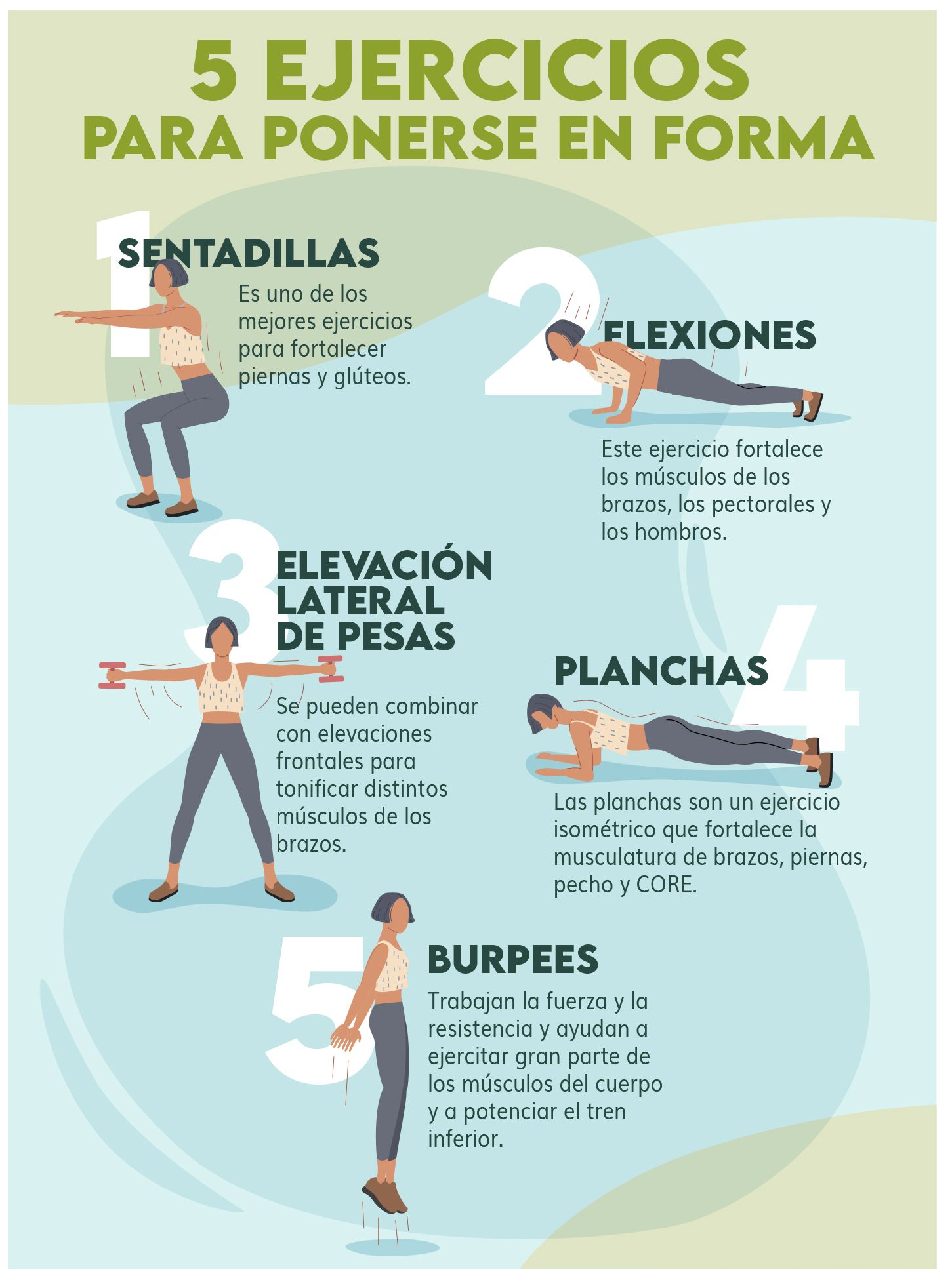 10 ejercicios físicos que podrás realizar en casa para ponerte en