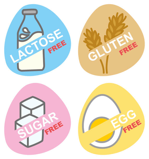 alimentos sin gluten sin lactosa o sin azucar