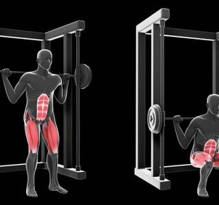 Ilustración de cómo realizar correctamente la sentadilla multipower