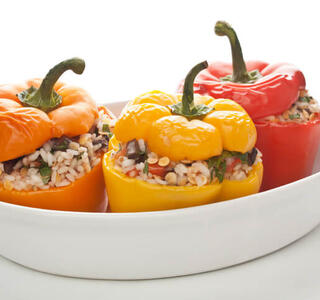 Pimientos rellenos de arroz