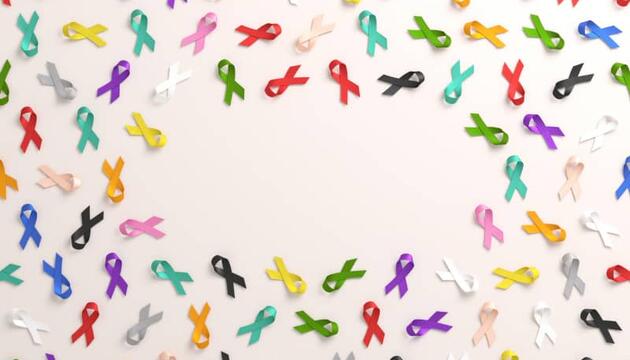 Lazos de colores como símbolo de la superación del cáncer