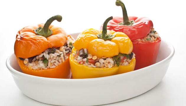 Pimientos rellenos de arroz